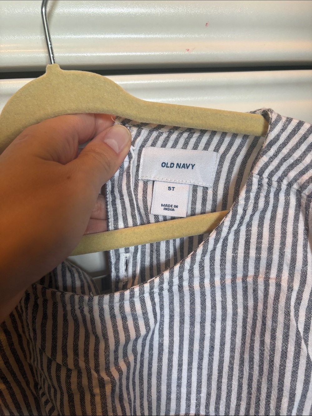 Old navy Striped Blue and White Tie-Front Kids Dress - Picture 2 of 4